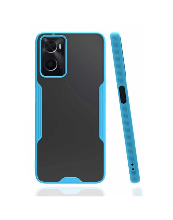 Newface Oppo A96 Kılıf Platin Silikon - Mavi