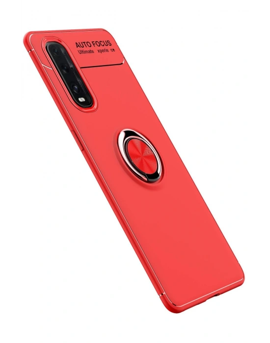 Newface Oppo Find X2 Kılıf Range Yüzüklü Silikon - Kırmızı