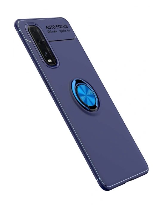 Newface Oppo Find X2 Kılıf Range Yüzüklü Silikon - Mavi