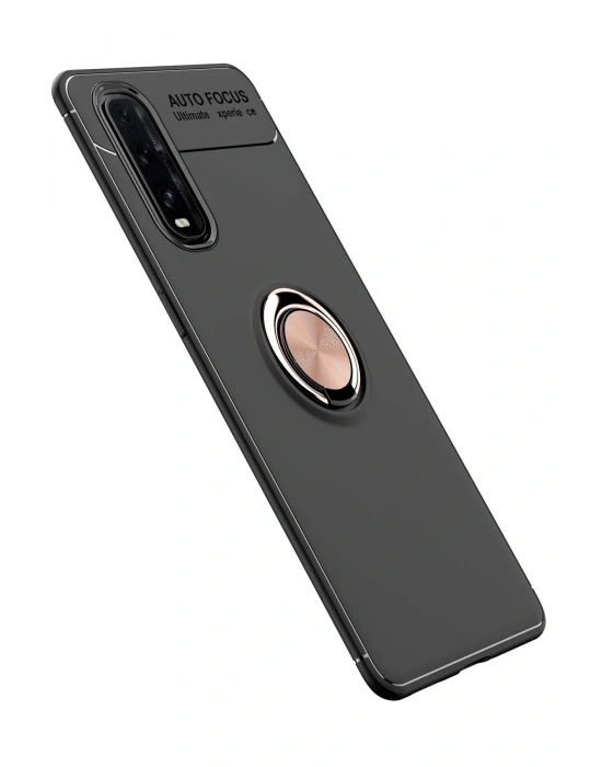 Newface Oppo Find X2 Kılıf Range Yüzüklü Silikon - Siyah-Gold