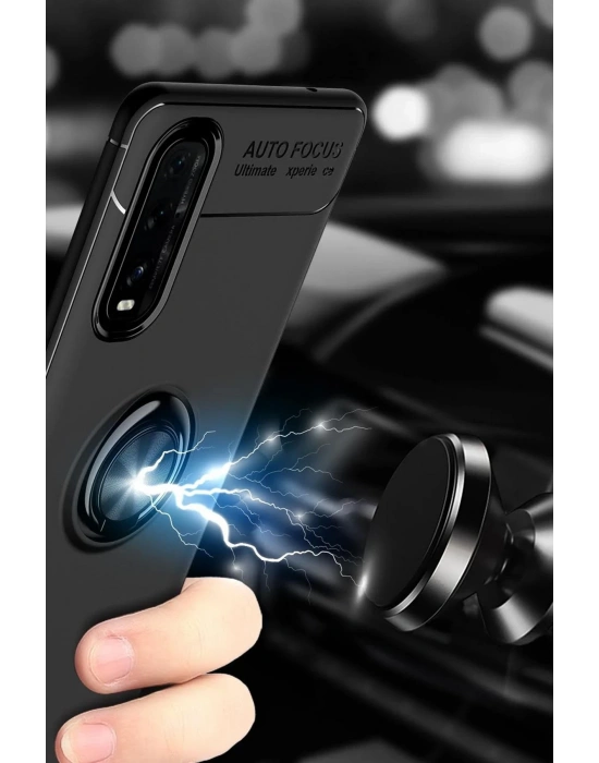 Newface Oppo Find X2 Kılıf Range Yüzüklü Silikon - Siyah-Gold