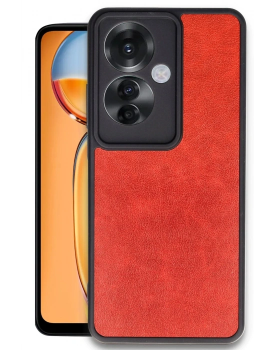 Newface Oppo Reno 11F Kılıf Aras Deri Kapak - Kırmızı