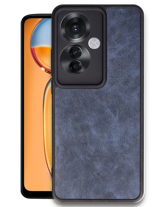 Newface Oppo Reno 11F Kılıf Aras Deri Kapak - Lacivert