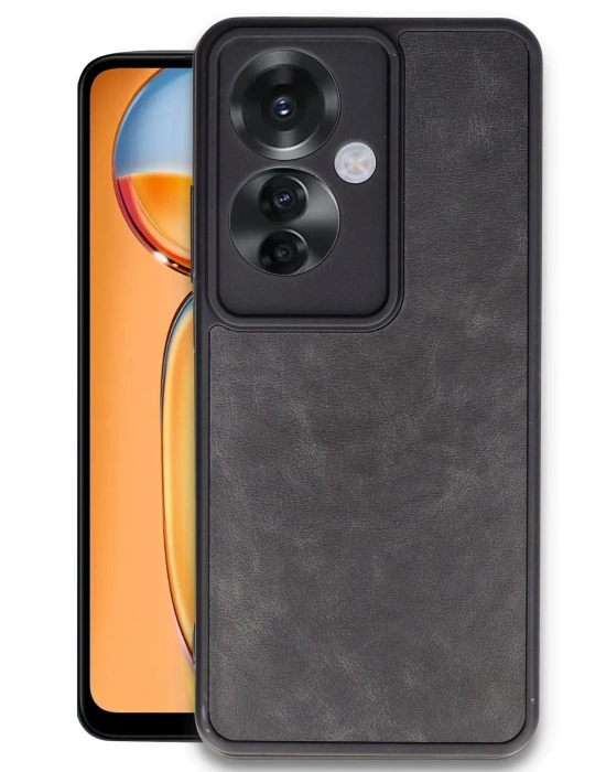 Newface Oppo Reno 11F Kılıf Aras Deri Kapak - Siyah