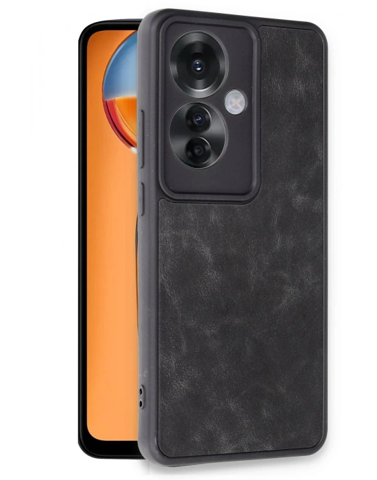 Newface Oppo Reno 11F Kılıf Aras Deri Kapak - Siyah