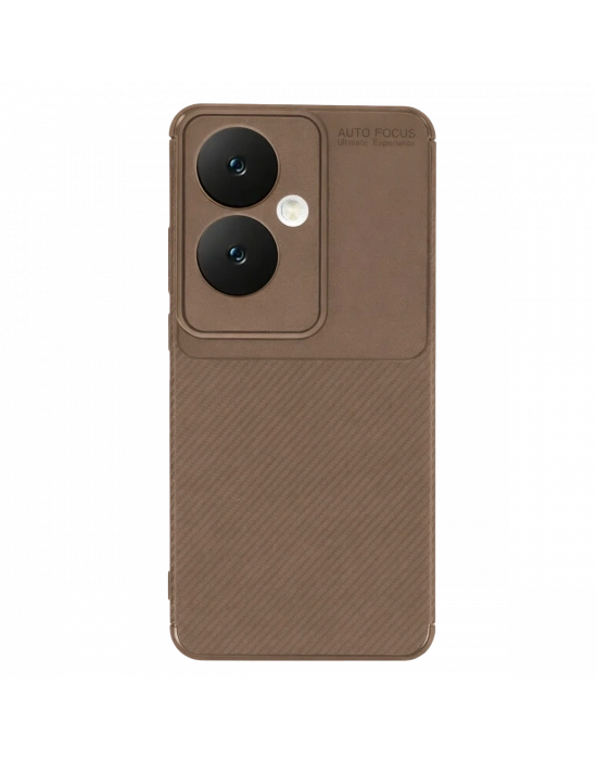 Newface Oppo Reno 11F Kılıf Auto Focus Karbon Kapak - Kahverengi