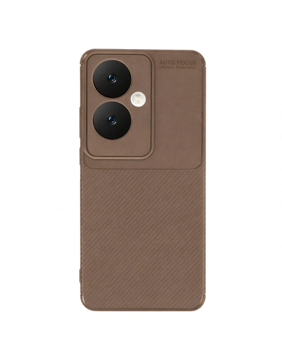 Newface Oppo Reno 11F Kılıf Auto Focus Karbon Kapak - Kahverengi