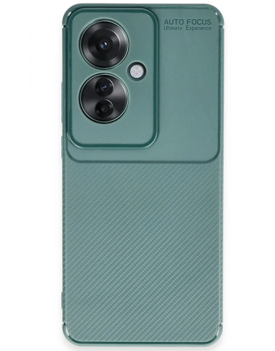 Newface Oppo Reno 11F Kılıf Auto Focus Karbon Kapak - Koyu Yeşil