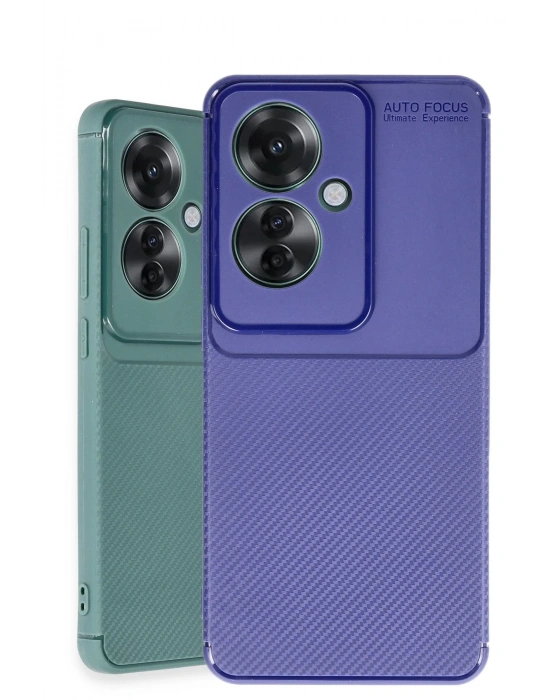 Newface Oppo Reno 11F Kılıf Auto Focus Karbon Kapak - Koyu Yeşil