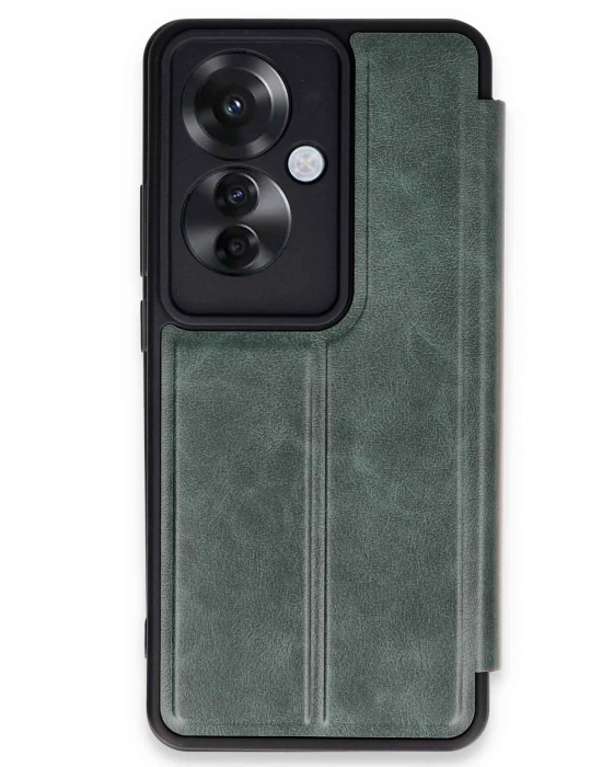 Newface Oppo Reno 11F Kılıf Flip Cover - Koyu Yeşil