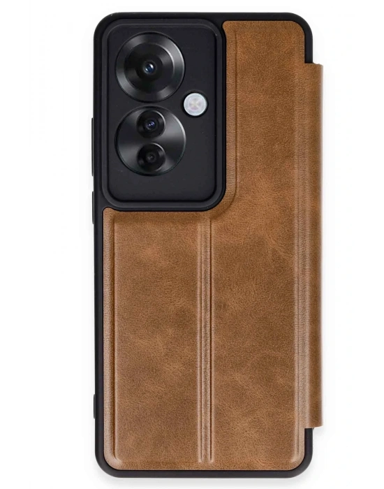 Newface Oppo Reno 11F Kılıf Flip Cover - Taba