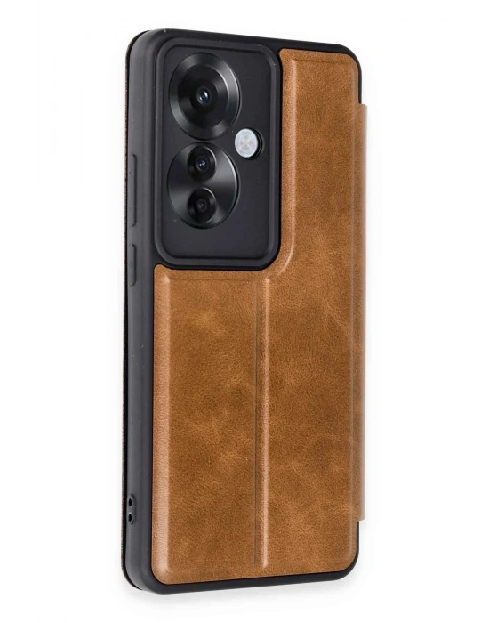 Newface Oppo Reno 11F Kılıf Flip Cover - Taba