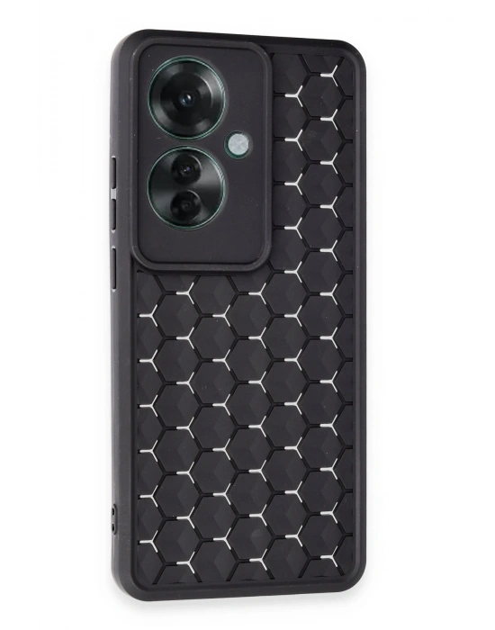 Newface Oppo Reno 11F Kılıf Petek Silikon Kapak - Siyah