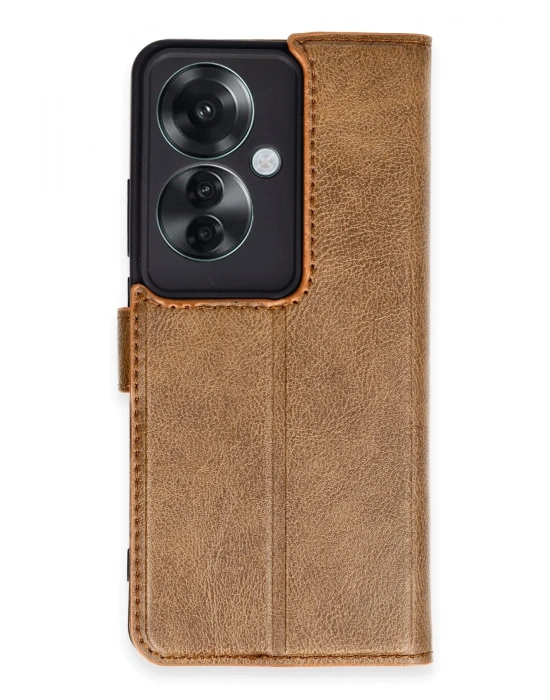 Newface Oppo Reno 11F Kılıf Trend S Plus Kapaklı Kılıf - Taba