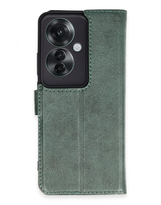 Newface Oppo Reno 11F Kılıf Trend S Plus Kapaklı Kılıf - Yeşil