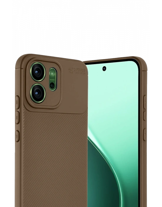 Newface Oppo Reno 14F Auto Focus Karbon Kapak - Kahverengi