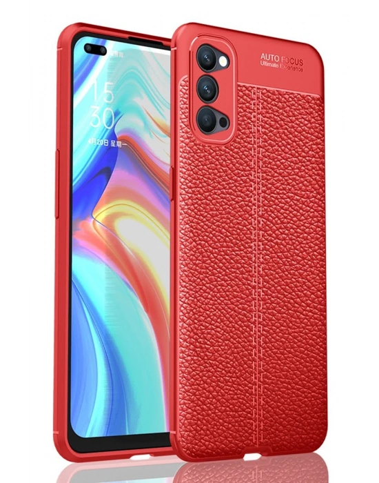Newface Oppo Reno 4 Kılıf Auto Focus Kapak - Kırmızı