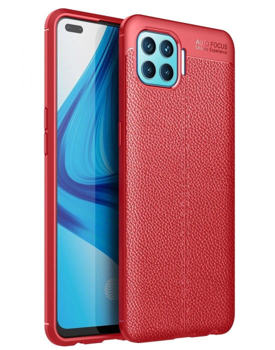 Newface Oppo Reno 4 Lite Kılıf Auto Focus Kapak - Kırmızı