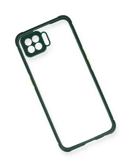 Newface Oppo Reno 4 Lite Kılıf Miami Şeffaf Silikon - Koyu Yeşil