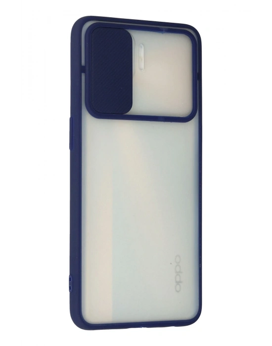 Newface Oppo Reno 4 Lite Kılıf Palm Buzlu Kamera Sürgülü Silikon - Lacivert