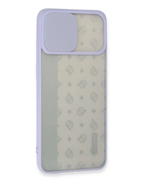 Newface Oppo Reno 4 Lite Kılıf Palm Buzlu Kamera Sürgülü Silikon - Lila