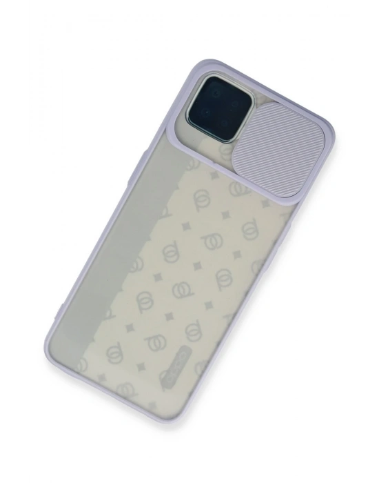 Newface Oppo Reno 4 Lite Kılıf Palm Buzlu Kamera Sürgülü Silikon - Lila