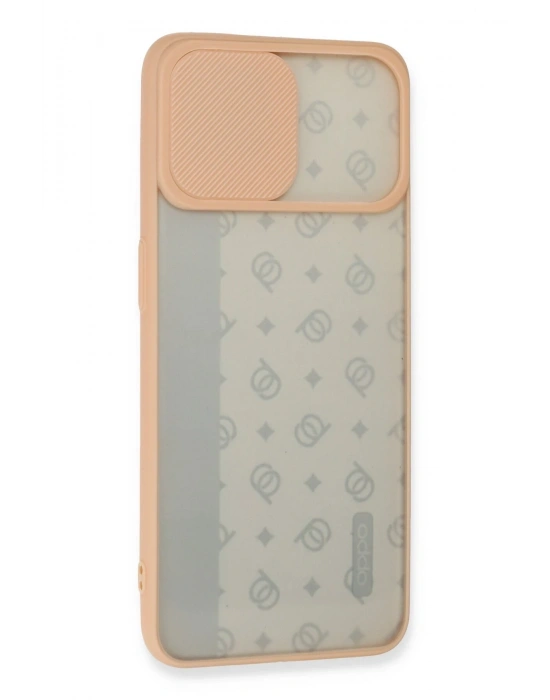 Newface Oppo Reno 4 Lite Kılıf Palm Buzlu Kamera Sürgülü Silikon - Pembe