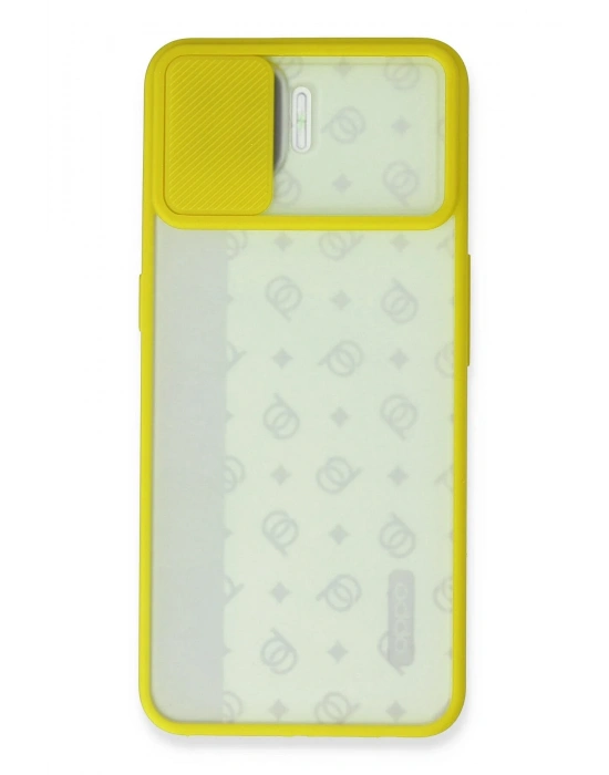 Newface Oppo Reno 4 Lite Kılıf Palm Buzlu Kamera Sürgülü Silikon - Sarı