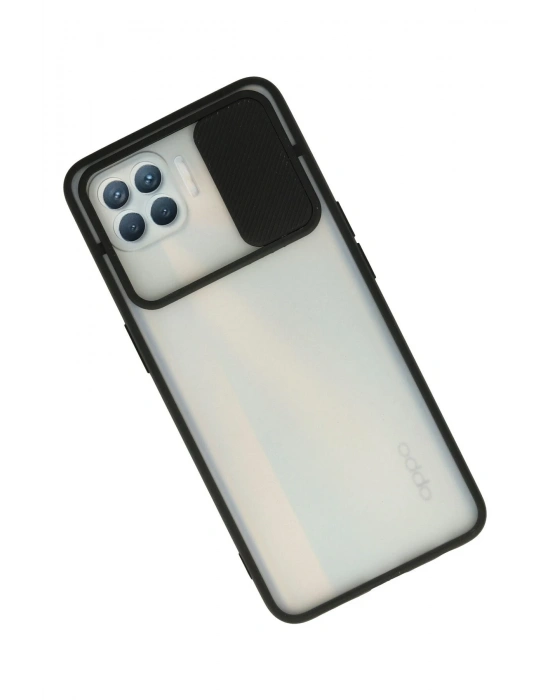 Newface Oppo Reno 4 Lite Kılıf Palm Buzlu Kamera Sürgülü Silikon - Siyah