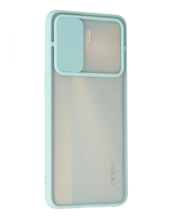 Newface Oppo Reno 4 Lite Kılıf Palm Buzlu Kamera Sürgülü Silikon - Turkuaz