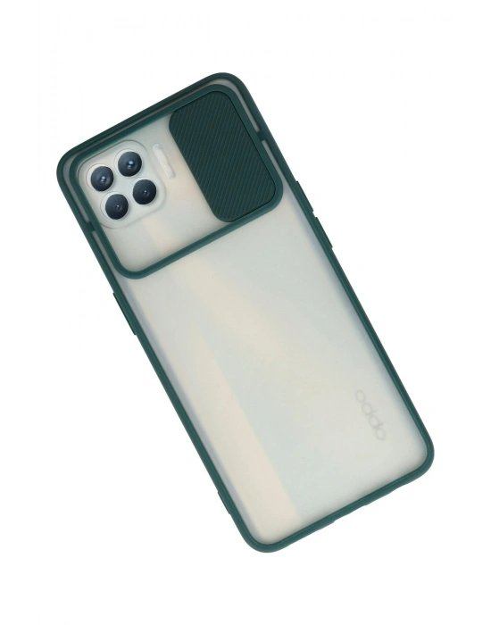 Newface Oppo Reno 4 Lite Kılıf Palm Buzlu Kamera Sürgülü Silikon - Yeşil