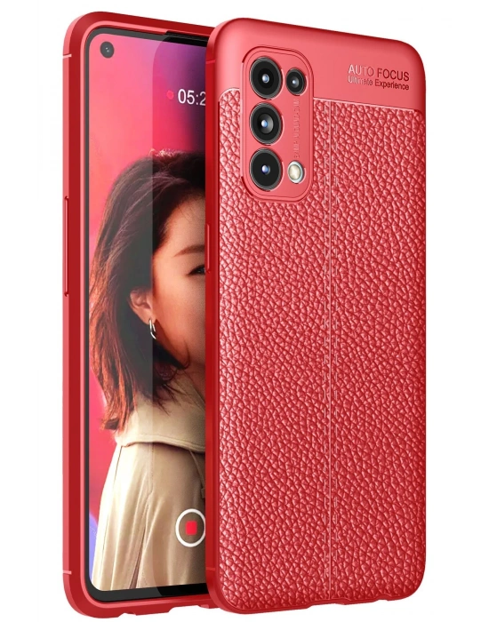 Newface Oppo Reno 5 Kılıf Auto Focus Kapak - Kırmızı
