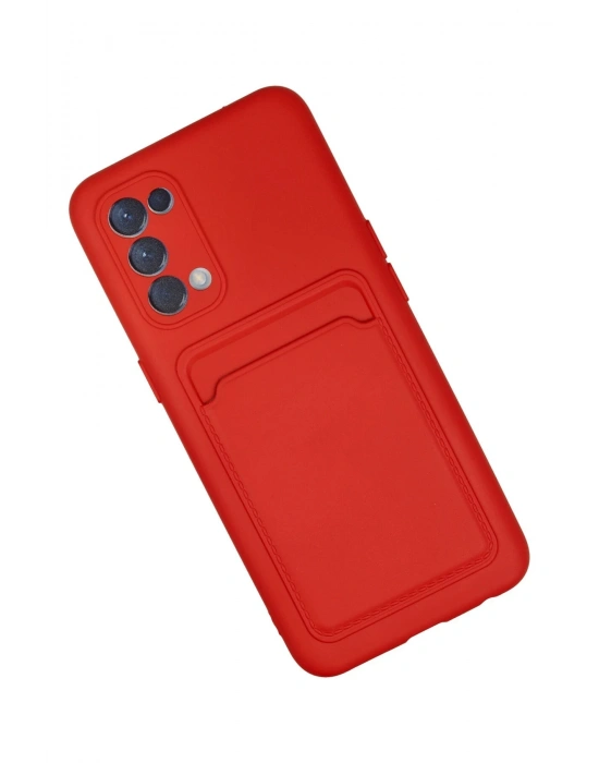 Newface Oppo Reno 5 Kılıf Kelvin Kartvizitli Silikon - Kırmızı