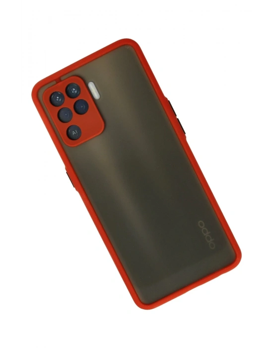 Newface Oppo Reno 5 Lite Kılıf Montreal Silikon Kapak - Kırmızı