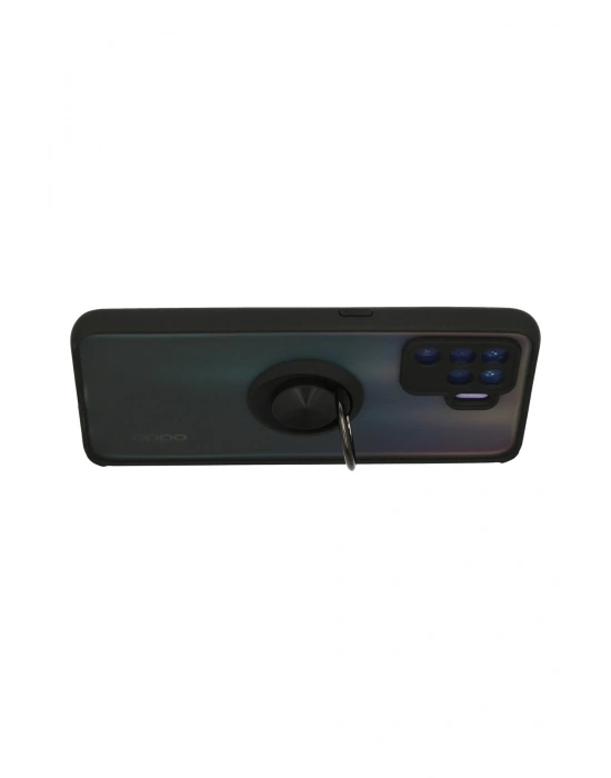 Newface Oppo Reno 5 Lite Kılıf Montreal Yüzüklü Silikon Kapak - Siyah