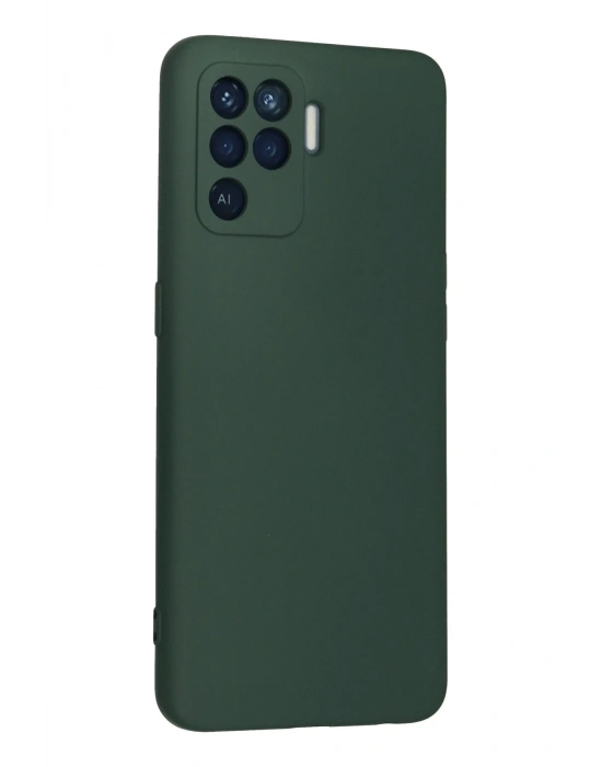 Newface Oppo Reno 5 Lite Kılıf Nano içi Kadife Silikon - Koyu Yeşil