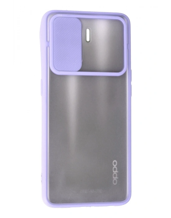 Newface Oppo Reno 5 Lite Kılıf Palm Buzlu Kamera Sürgülü Silikon - Lila