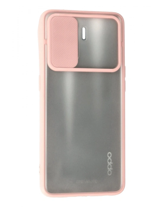 Newface Oppo Reno 5 Lite Kılıf Palm Buzlu Kamera Sürgülü Silikon - Pembe