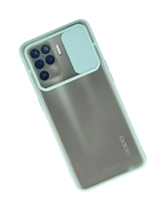 Newface Oppo Reno 5 Lite Kılıf Palm Buzlu Kamera Sürgülü Silikon - Turkuaz