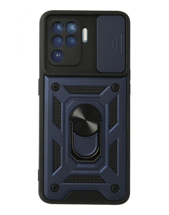 Newface Oppo Reno 5 Lite Kılıf Pars Lens Yüzüklü Silikon - Lacivert