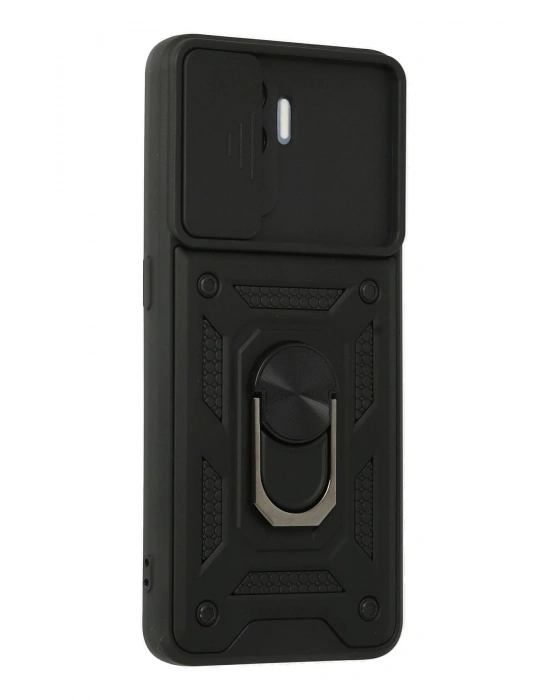 Newface Oppo Reno 5 Lite Kılıf Pars Lens Yüzüklü Silikon - Siyah