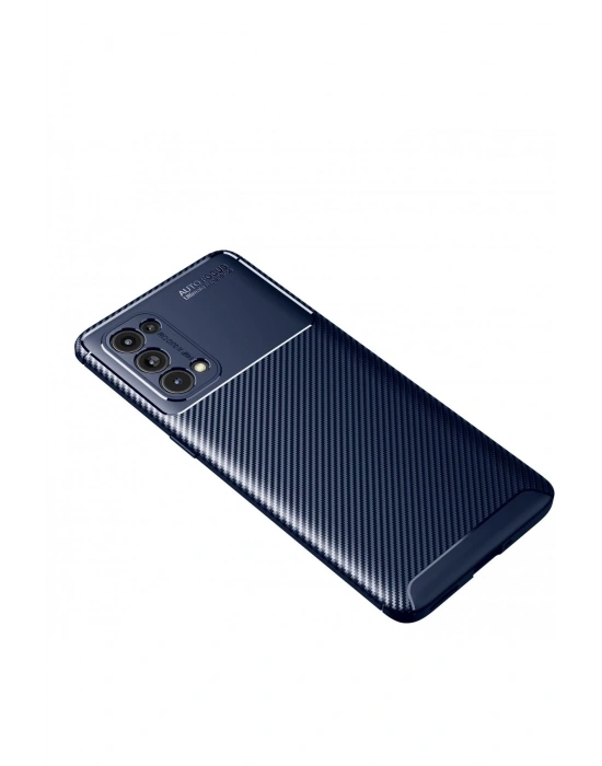 Newface Oppo Reno 5 Pro Kılıf Auto Focus Karbon Kapak - Lacivert