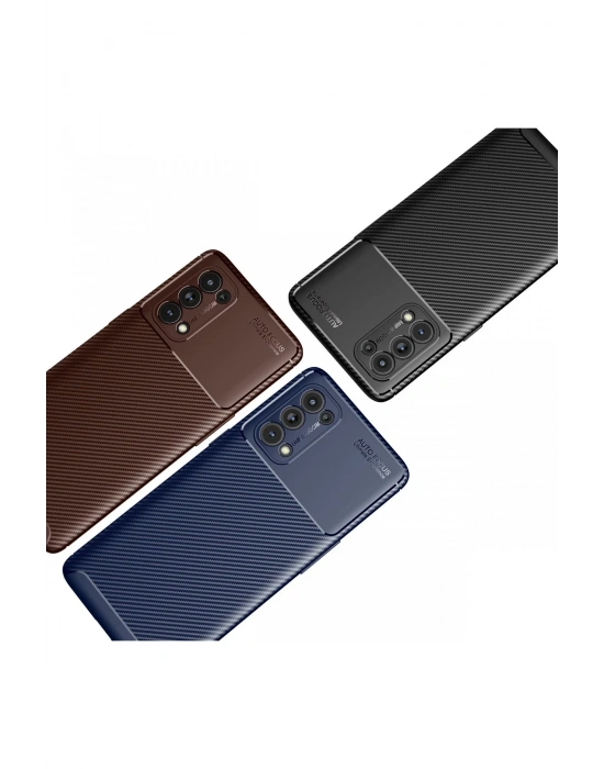 Newface Oppo Reno 5 Pro Kılıf Auto Focus Karbon Kapak - Lacivert