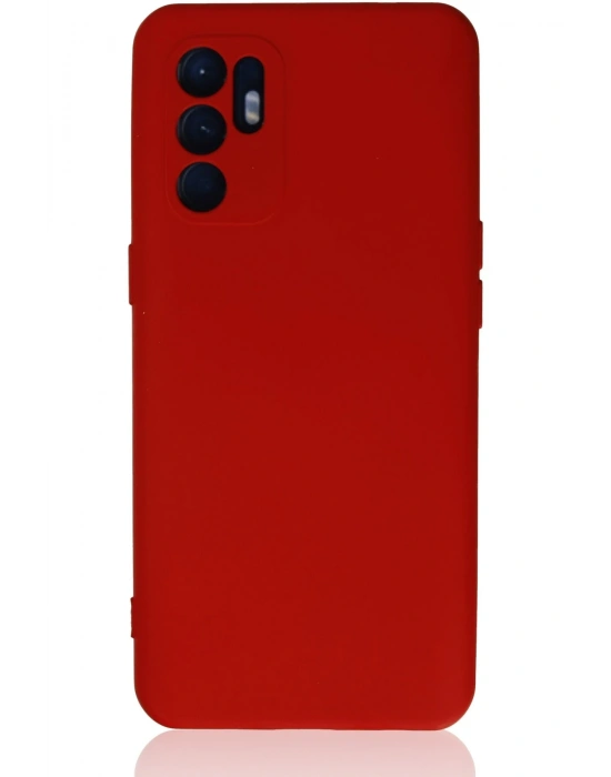 Newface Oppo Reno 6 Kılıf Nano içi Kadife Silikon - Kırmızı