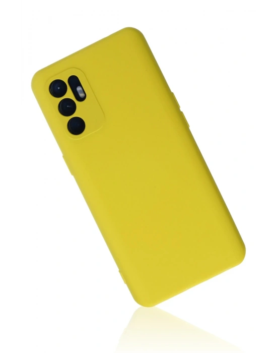 Newface Oppo Reno 6 Kılıf Nano içi Kadife Silikon - Sarı1