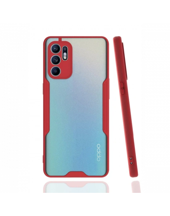 Newface Oppo Reno 6 Kılıf Platin Silikon - Kırmızı
