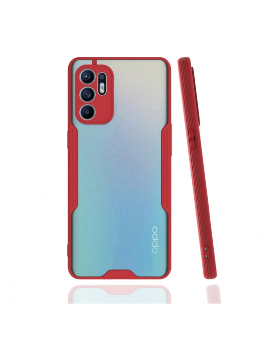 Newface Oppo Reno 6 Kılıf Platin Silikon - Kırmızı