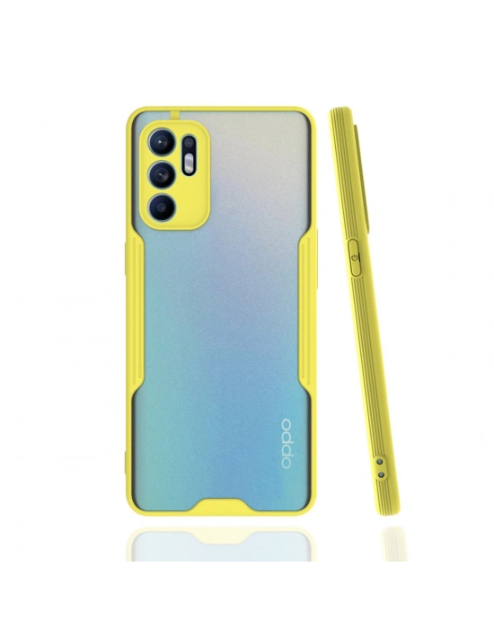 Newface Oppo Reno 6 Kılıf Platin Silikon - Sarı