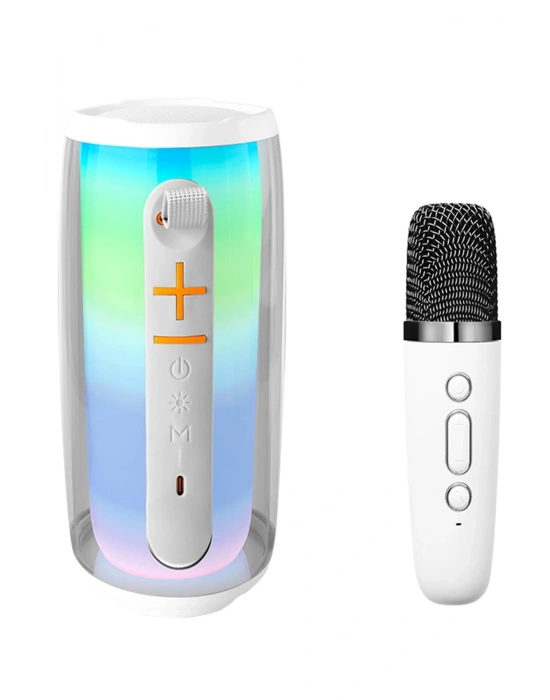 Newface Pluse 6 Mikrofonlu RGB Kablosuz Hoparlör - Beyaz