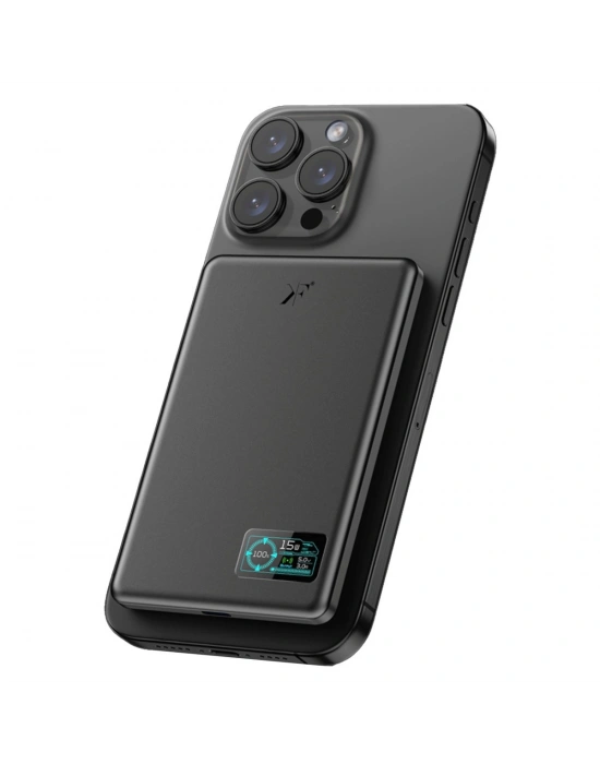 Newface PW595 5.000 mAh Dijital Göstergeli 20W Type-C ve 15W Kablosuz Şarj PD Hızlı Şarj Magsafe Powerbank - Siyah